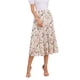 thumbnail image 4 of Falda Floral de Chiffon para Mujeres Inspire Chic, Falda Midi Bohemia de Volantes en Capas, L Beige-1, 4 of 6