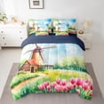 thumbnail image 2 of Castle Fairy Boys Girls Cartoon Cottage Windmill Bedding Comforter Set 7pcs,Chic Floral Flowers Queen Bedding Sets Super Cozy,Spring Garden Queen Sheet Sets,Microfiber Bedroom Decor,Reversible, 2 of 8