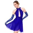 thumbnail image 2 of Doomiva Women Lyric Dance Dress Rhinestones Backless Ballet Gymnastic Figure Skating Dresses Royal Blue L, 2 of 7