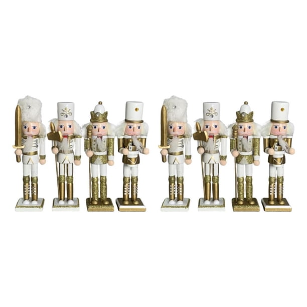 Matsuzay Soldado Cascanueces de borde de , artesanía exquisita para decoración navideña coleccionable, 4 Uds. Oro blanco 4 piezas 2Conjunto