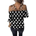 thumbnail image 4 of Mujeres sueltas casual 3/4 manga sin tirantes estampado blusa casual camiseta túnica tops Fridja  czfsfas1612, 4 of 7