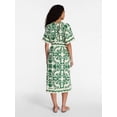 thumbnail image 3 of Time and Tru Women’s Border Print Linen Blend Midi Dress, Sizes XS-XXXL, 3 of 5