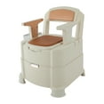 thumbnail image 6 of 60.6*60.6*78.3cm Brown&White Portable Toilet Bedside Commode for Pregnant Women Patients, 6 of 23