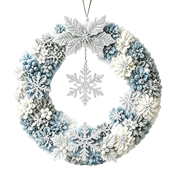 DIY Christmas Wreath Making Kit, Christmas Fabric Poke Wreath Art Set, Snowflake Wreath, DIY Craft Kit for Adults, Winter Holiday Handmade Door Wreath Kit for Home Wall Front Door Decor