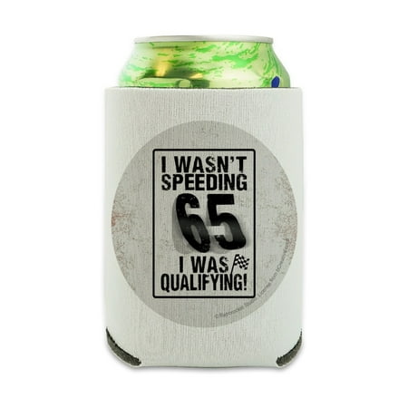 

I Wasn t Speeding I Was Qualifying Checkered Flag Can Cooler - Drink Sleeve Hugger Collapsible Insulator - Beverage Insulated Holder