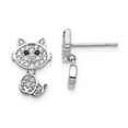 thumbnail image 4 of Sterling Silver Cubic Zirconia Cat Post Stud Earrings, 4 of 5