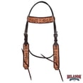 thumbnail image 2 of HILASON Western Horse Headstall American Leather Floral Tan Dark Brown, 2 of 4