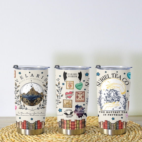 Velaris City Tumbler ACOTAR Inspired, Suriel Tea Bookish Mug, Fourth Wing Tumbler Cup 20oz 40oz, Fantasy Coffee Gift for Readers