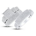 thumbnail image 2 of AFFY White Natural Diamond Engagement & Wedding Trio Band Ring Set In 10k White Gold (0.96 Cttw), 2 of 8