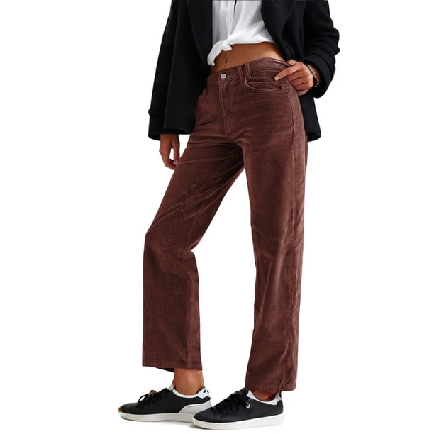 WILLBEST Pantalones Casuales para Mujer: Estilo Retro de Pana con Bolsillos Verticales, Rectos y Pequeños para Un Estilo Informal y Cotidiano. Chica