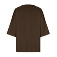 thumbnail image 3 of Scyoekwg Womens 3/4 Sleeve Tops Trendy Cewneck Three Quarter Length Sleeve Blouse Loose Lightweight Solid Color Fall Clothes Pullover (Brown,L), 3 of 5