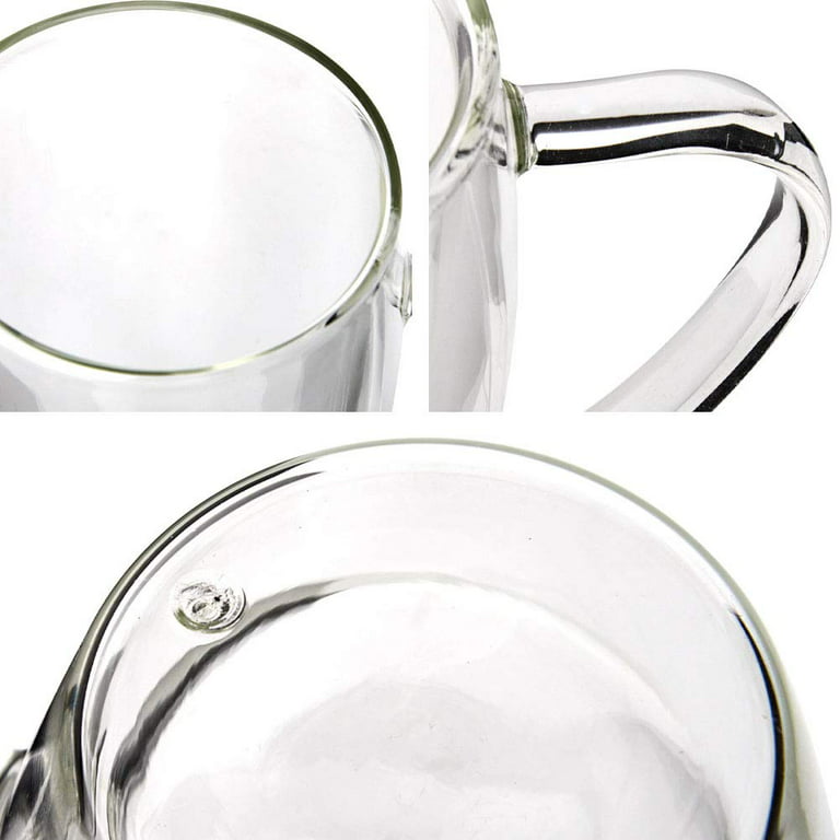 Clear Glass 7 oz Tea Mug Coffee Cup With Handle and Glass Lid – K