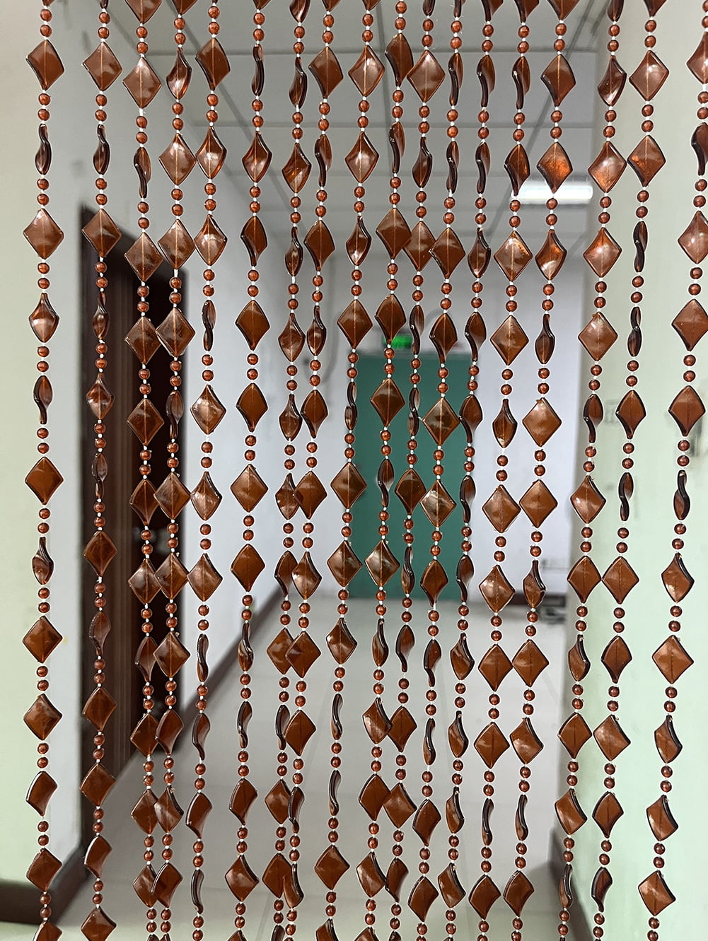 ZiDeTang Acrylic Maple Leaves Diamond Décor Beaded Door Curtain String Doorway Room Divider Window Tassel Blind Screen Panel (39.3"x76.7",Brown)