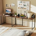 thumbnail image 5 of Gymax L-Shaped Reversible Computer Desk 2-Person Long Table w/Monitor Stand Rustic Brown, 5 of 10