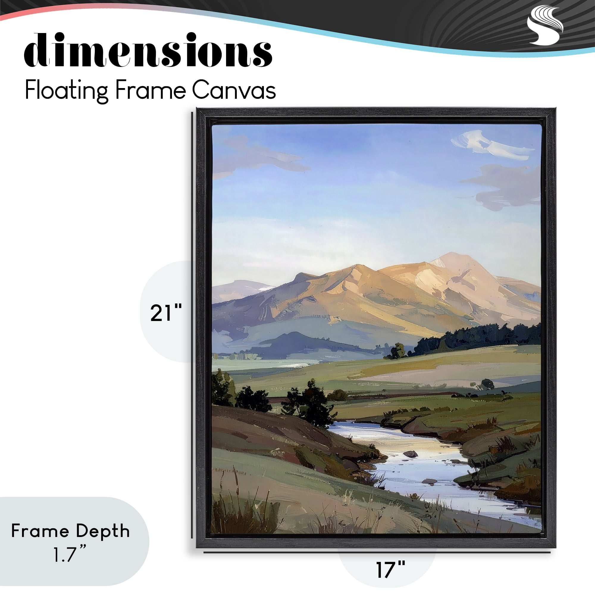 Stupell Industries Across The Valley River Black Framed Floater Canvas Wall Art, design by Alonza Saunders