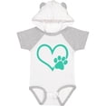 thumbnail image 3 of Inktastic Teal Heart With Paw Print Boys or Girls Baby Bodysuit, 3 of 5