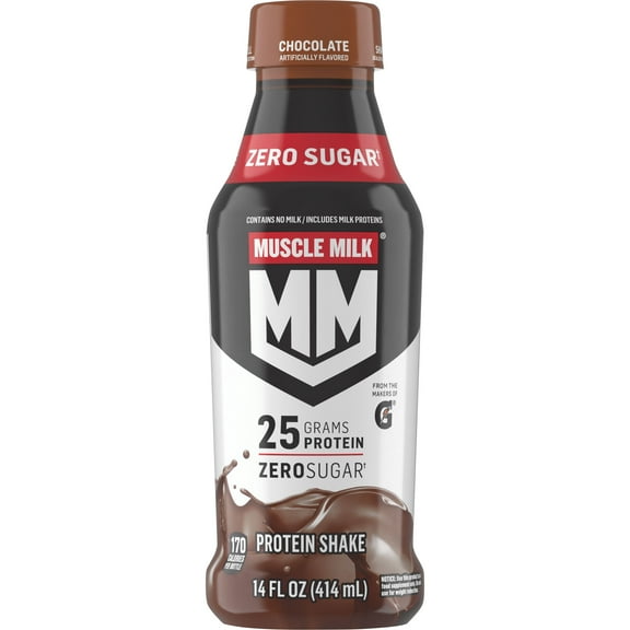 Muscle Milk Genuine Protein Shake, Chocolate, 14 fl oz Bottle, 25g Protein