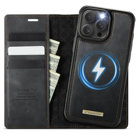 Magnetic 2 in 1 Magsafe Detachable Wallet Case for iPhone 15 Pro with Card Holder Women Men, Retro PU Leather【RFID Blocking】Kickstand Shockproof Cover