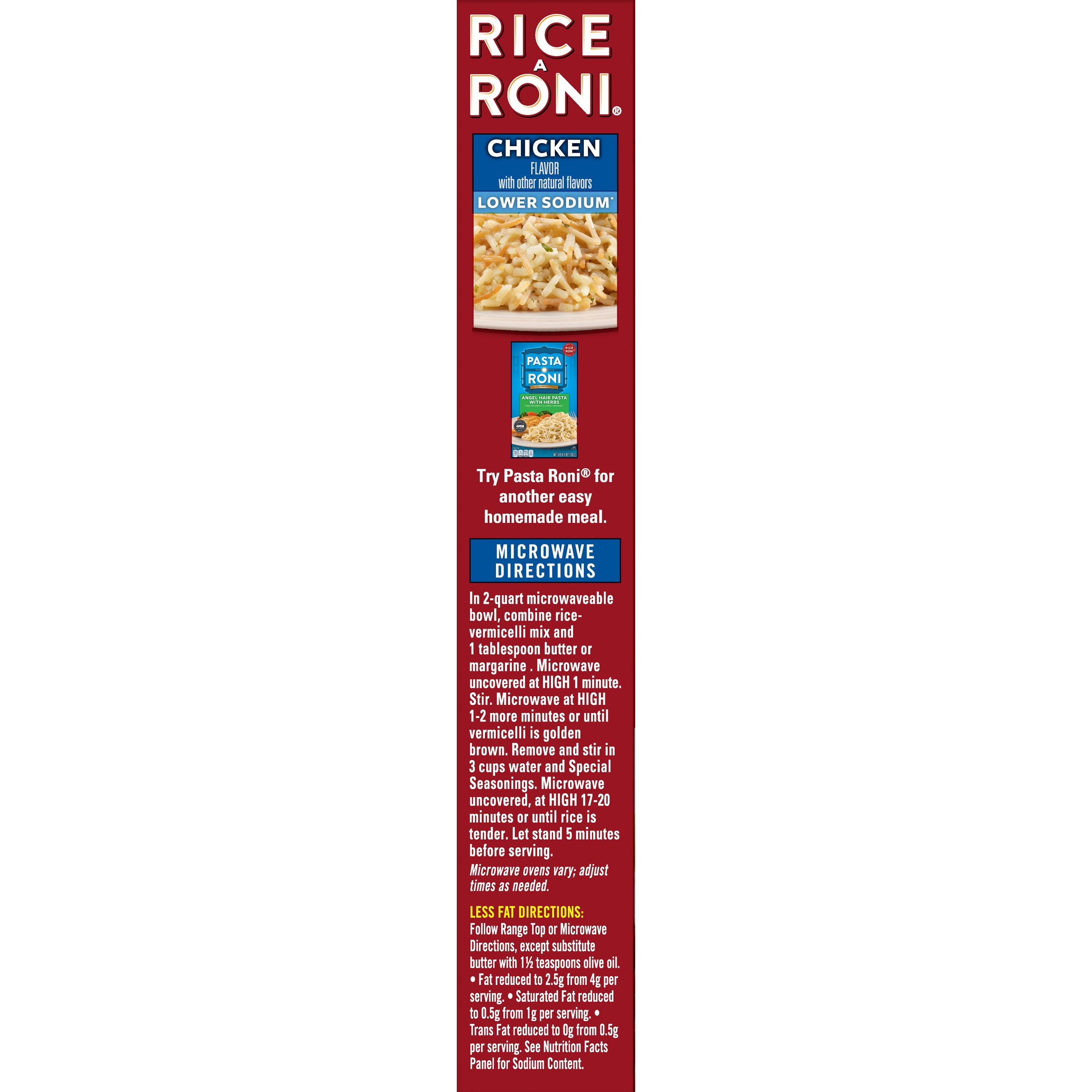 (12 pack) Rice-A-Roni Lower Sodium Rice & Vermicelli Mix, Chicken, 6.9 oz Cardboard Box, Packaged Meals
