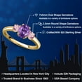 thumbnail image 2 of Gem Stone King 18K Yellow Gold Plated Silver Purple Amethyst and Pink Lab Grown Diamond Engagement Ring for Women | 1.11 Cttw | Oval 7X5MM | Gemstone February Birthstone | Size 5, 2 of 6