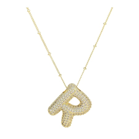 EHQJNJ Pendant Necklace for Men a Z Bubble Letter Necklace Gold Balloon Initial Necklaces Rhinestone Letter Pendant Necklaces for Women Trendy Beaded Necklace Italian Horn Necklace for Women