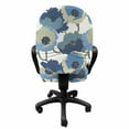 thumbnail image 3 of Floral Office Chair Slipcover, Ombre Flowers Romantic Perennial Bouquet Florets Digital Watercolor Effect Art Image, Protective Stretch Decorative Fabric Cover, Standard Size, Grey Navy, by Ambesonne, 3 of 5