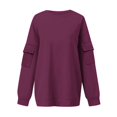 thumbnail image 4 of Sudadera Sentuca para mujer, lisa, informal, con cuello redondo, holgada, de manga larga, 4 of 6