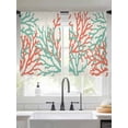 thumbnail image 2 of Summer Ocean Sheer Curtains 45 Inches Long 2 Panels Sea Green Orange Coral Light Filtering Semi Sheer Window Curtains Drapes for Bedroom Living Room 52"x45"x2, 2 of 7