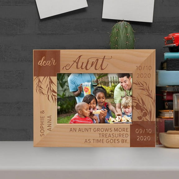 An Aunt Grows More Treasured As Time Goes By Personalized Wooden Frame-5" x 3 1/2" Brown Horizontal