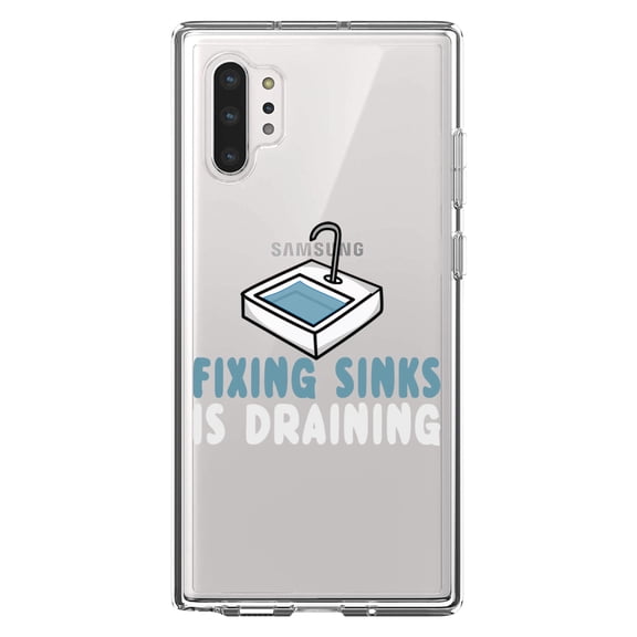 DistinctInk Clear Shockproof Hybrid Case for Galaxy Note 10 PLUS (6.8" Screen) - TPU Bumper Acrylic Back Tempered Glass Screen Protector - Fixing Sinks is Draining - Plumbing