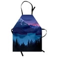thumbnail image 1 of Adventure Apron, Illustration of a Mountainous Landscape Scene and a Forest at Night, Unisex Kitchen Bib with Adjustable Neck for Cooking Gardening, Adult Size, Blue Night Blue and Pink, by Ambesonne, 1 of 4