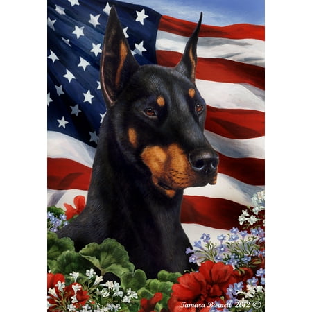 Doberman Cropped Black and Tan - Best of Breed Patriotic I Garden (Best Pakistani Flags Wallpapers)