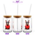 thumbnail image 2 of Happy Valentine's Day Doberman Pinscher Brings Love Heart 16oz Glass Cup Mug Doberman Dog Lover Gifts Glass Can with Bamboo Lid and Straw - 02028, 2 of 5