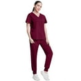 thumbnail image 4 of SAATLERI Scrubs for Women Stretchy Women's Medical Scrubs Nursing Work Uniform Comfort V-Neck Medical Scrubs Top and Jogger Pants with Pocket, 4 of 6