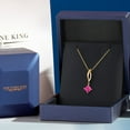 thumbnail image 5 of Gem Stone King 10K Yellow Gold Pink Mystic Topaz Pendant Necklace for Women | 0.80 Cttw | Gemstone November Birthstone | Princess 5MM | With 18 inch Chain, 5 of 6