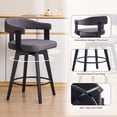 thumbnail image 7 of Joyyskill Swivel Bar Stools Set of 2, 26” Wood Counter Height Barstools with Curved Back, Mid Century Modern Linen Upholstered Bar Chairs, Black/Dark Grey, 7 of 7