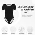 thumbnail image 6 of Easygdp Black Women's One-Piece Swimsuit Slim Fit Crew Neck Bodysuit Athletic Swimwear with Concealed Buckle - Small, 6 of 9