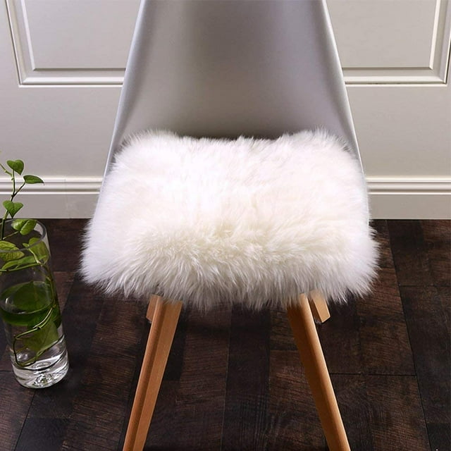 Cojín de asiento cuadrado de piel de oveja artificial, cojín de asiento de piel de oveja, simulación óptica de piel, alfombra de lana, cojín de sofá para silla