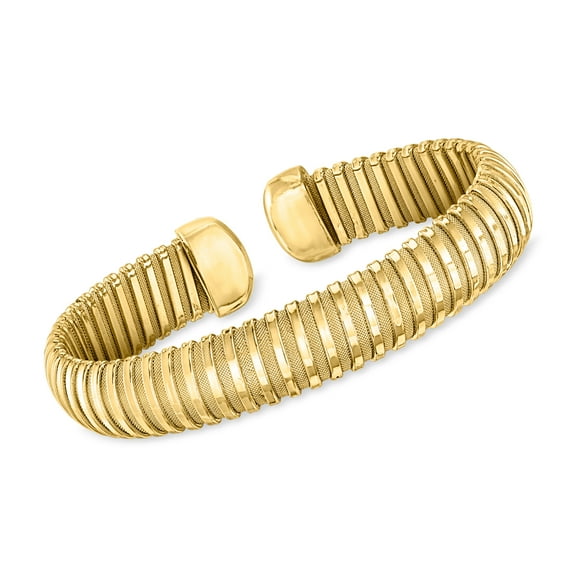 Ross-Simons Italian 14kt Yellow Gold-Plated Tubogas Cuff Bracelet, Women's, Adult