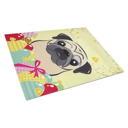 

Caroline s Treasures Fawn Pug Easter Egg Hunt Glass Cutting Board Large