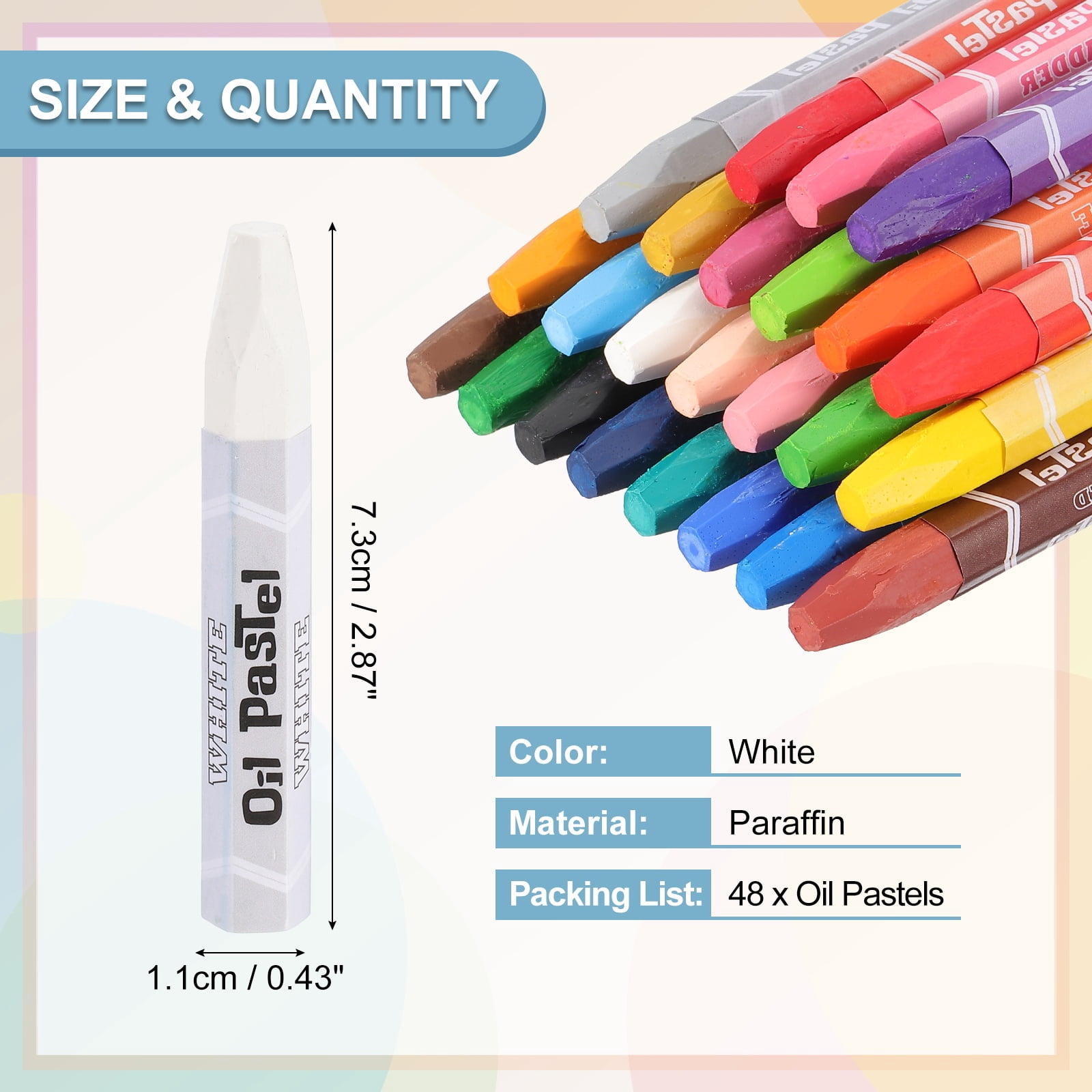Uxcell White Oil Pastels, 48Pcs Soft Oil Crayons Vibrant and Creamy Pastels Stick Art Supplies for Art Painting Drawing Blending Graffiti for Artists Beginners
