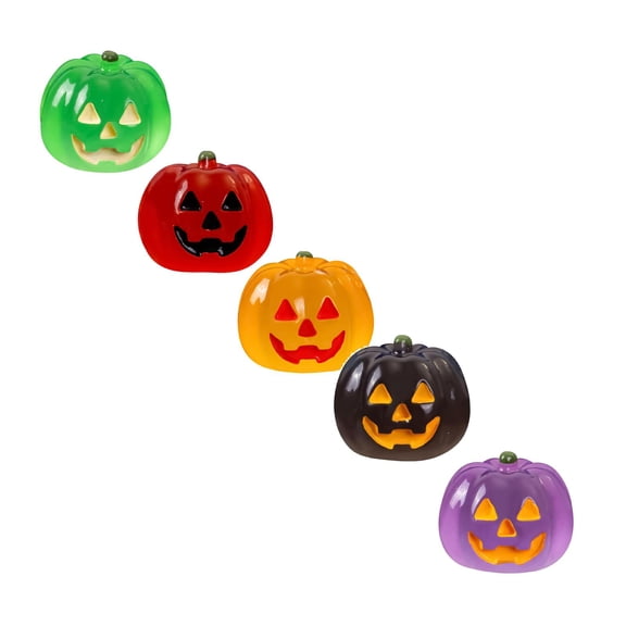 5Pcs Halloween Pumpkin Mini Figurines, Multicolor Resin Miniatures with Hand-Painted Details, Spooky Small Statue Ornaments for Car Indoor Outdoor Tabletop Halloween Party Decor