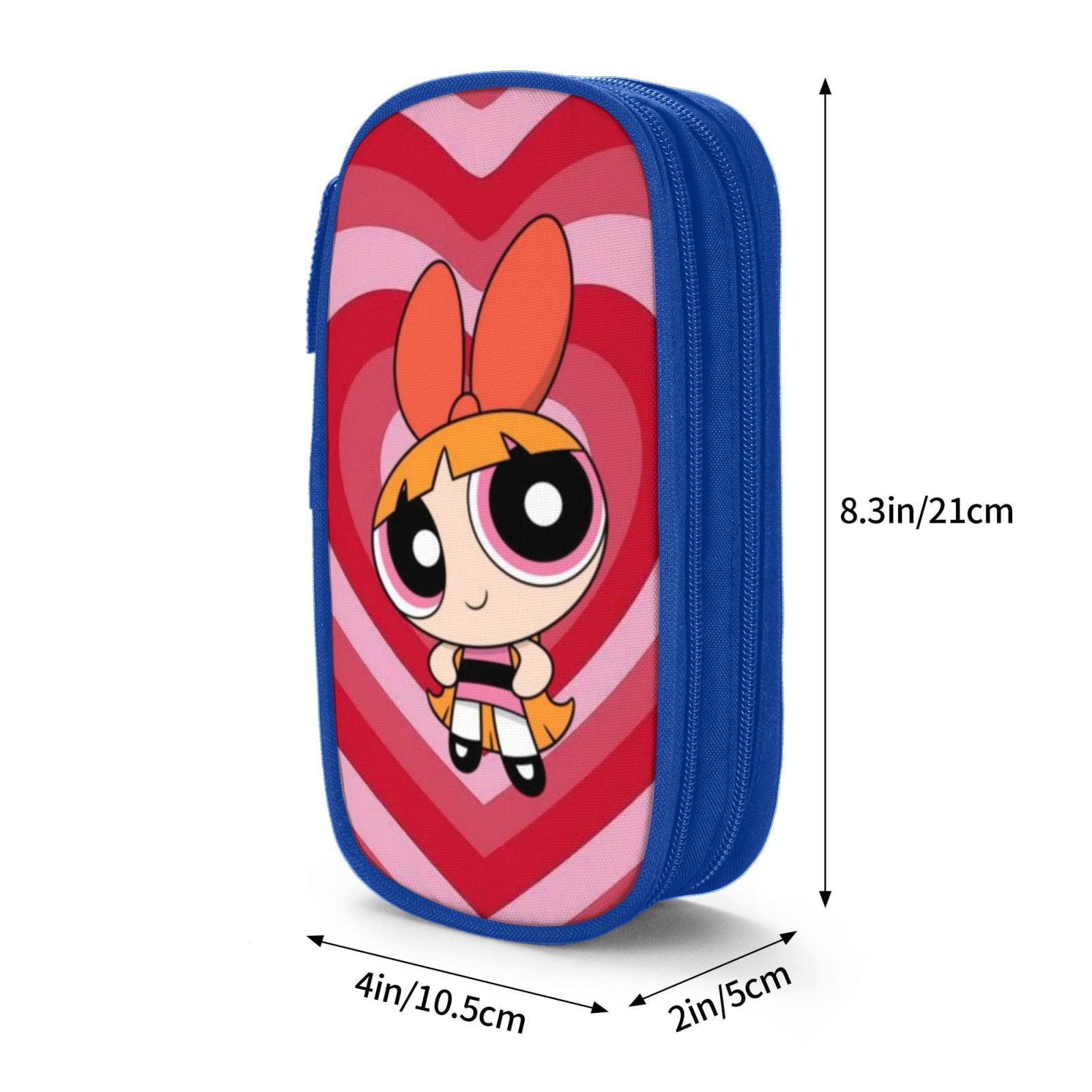 The Powerpuff Gi-rls Pencil Case Large Capacity Pencil Pouch Pen Bag Office Stationery Organizer Travel Makeup Bag Blue