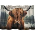 thumbnail image 2 of GZHJMY Highland Cow Half Window Tier Curtains 36 Inch Blackout Thermal Insulating Kitchen Linen Tier Curtains for Kitchen,Bathroom,Cafe, 2 of 7