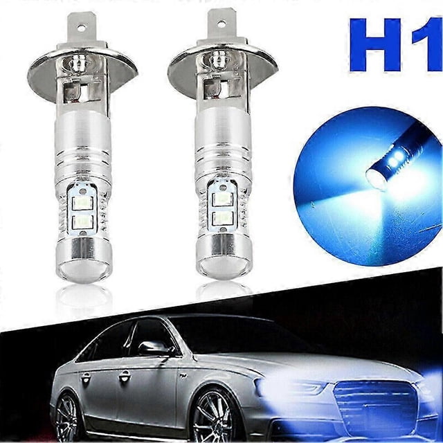 2pcs H1 Led Headlight Bulb Kit 100w 8000k Ice Blue High Low Beam Fog Driving Lamp Plug And Play Car Daytime Running Light Drl