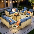 thumbnail image 6 of Vcatnet Outdoor Furniture 10 Pieces Patio Conversation Set All-Weather Rattan Wicker Outdoor Sectionals with Swivel Rocking Chair and Solar-Powered Coffee Table Navy Blue, 6 of 11
