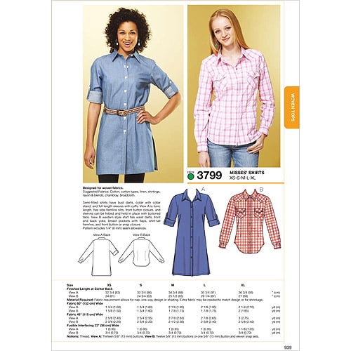 ShirtsXSSMLXL *SEWING PATTERN*