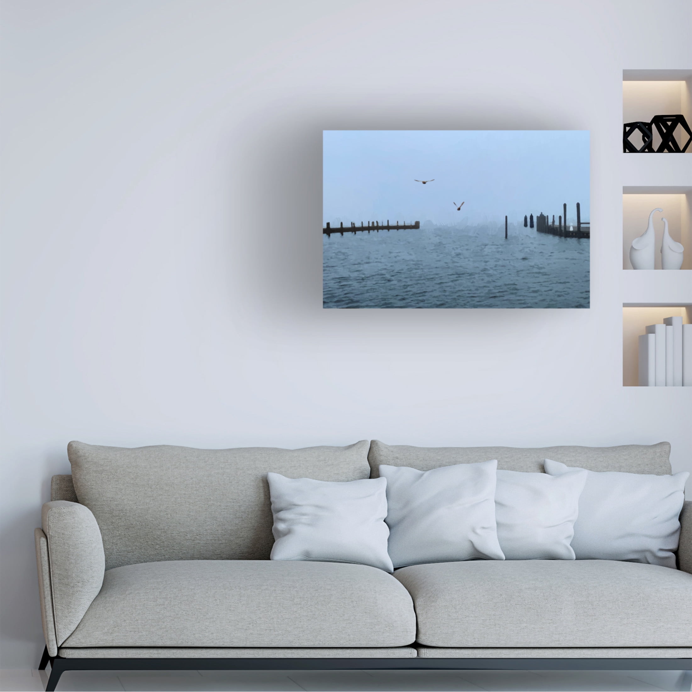 Canvas Wall Art - Jeff Pica 'Pines Harbor Blue' Wall Art for Living Room, Bedroom, or Office Décor by Trademark Fine Art - 47 x 30 Inches