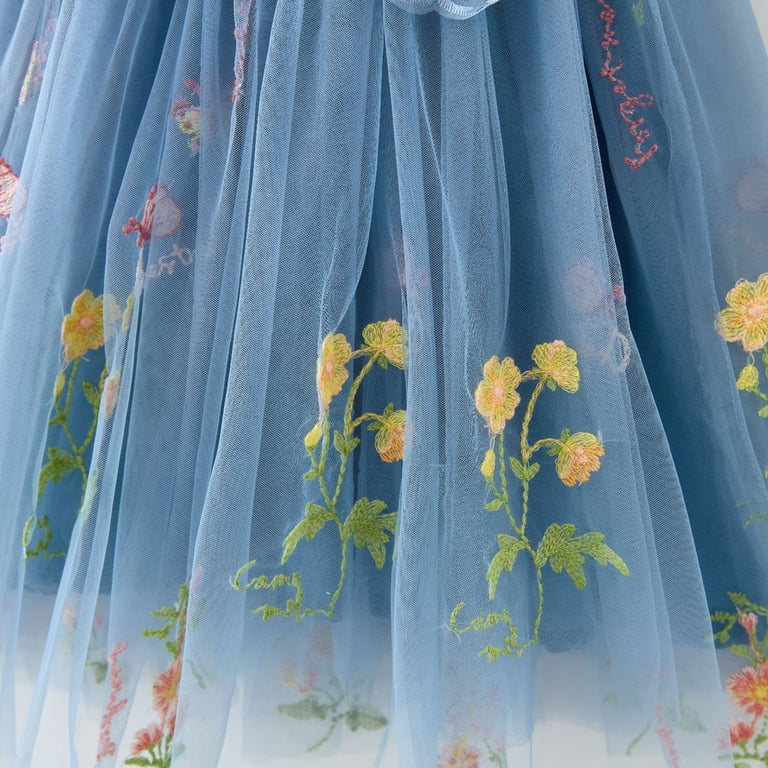 blue and yellow easter dress Girls Easter Bunny Smocking Embroidered Lace Cuff Blue Dress  Rylee Faith  Designs