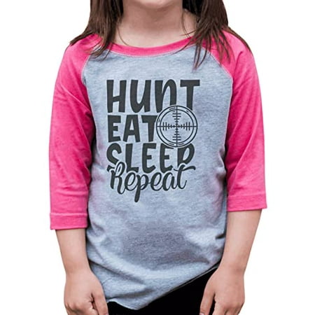 

7 ate 9 Apparel Girls Hunting Shirts - Hunt Eat Sleep Repeat Pink Shirt 3T